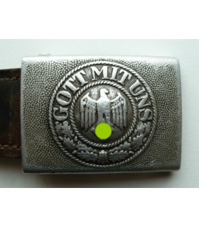 Hebilla de cinturón de aluminio WH troop con lengüeta de cuero