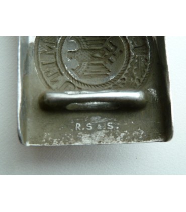 Hebilla de cinturón de aluminio WH troop con lengüeta de cuero