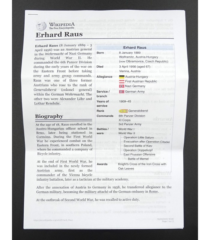 Wehrmacht Heer - Général Erhard Raus