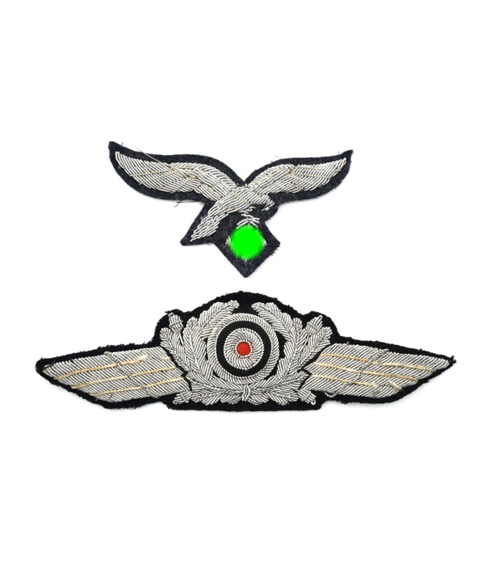 Jeu d'emblèmes de casquette d'officier de la Luftwaffe  