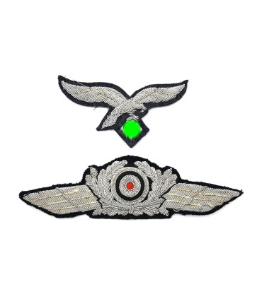 Jeu d'emblèmes de casquette d'officier de la Luftwaffe  