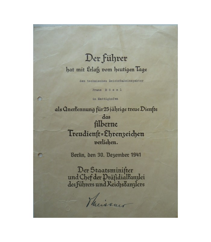 Diplôme de la croix d'ancienneté