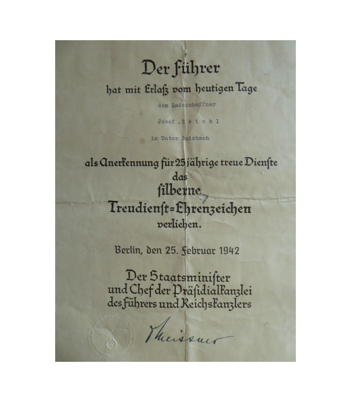 Long service medal award